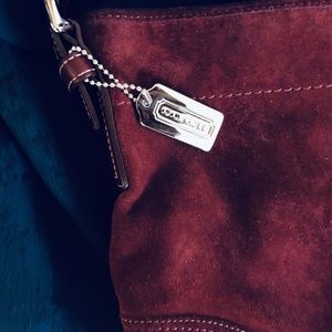 Great Condition Coach Burgundy Suede Hobo Purse